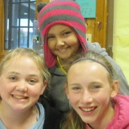 Three girls at camp