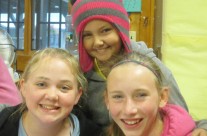 Three girls at camp